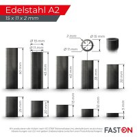 Distanzhülse 15x11x40 Rohr geschweißt Edelstahl A2