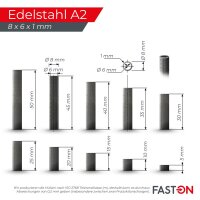 Distanzhülse 8x6x20 Rohr geschweißt Edelstahl A2