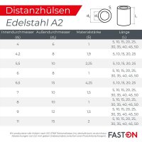 Distanzhülse 8x6x20 Rohr geschweißt Edelstahl A2