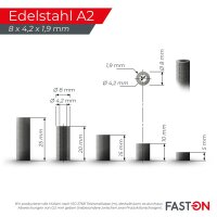 Distanzhülse 8x4,2x10 aus Vollmaterial Edelstahl A2
